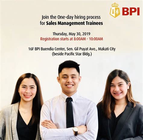 Bank of the Philippine Islands (BPI) hiring Management Trainee in .